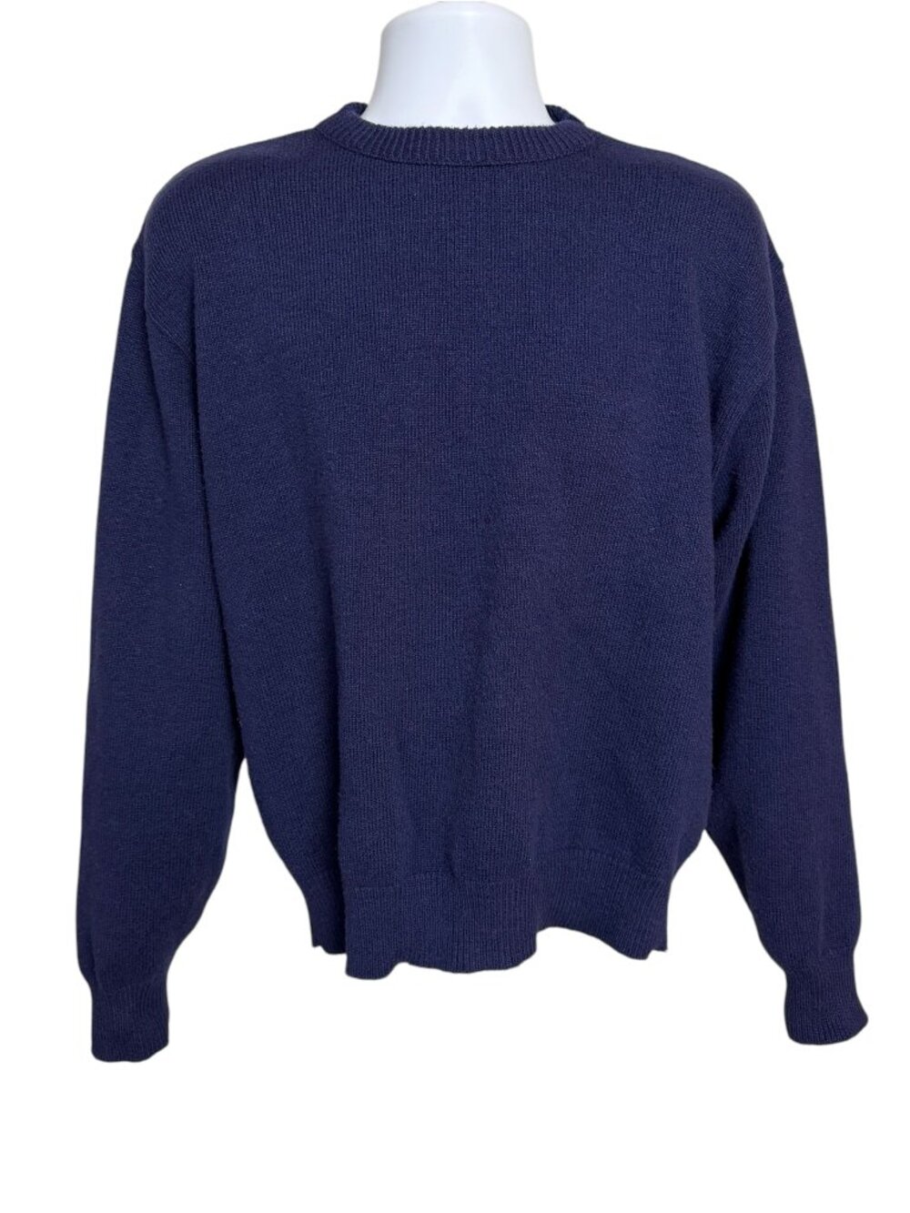 L.L.Bean Men's M Navy Blue Cotton Crewneck Sweater Made in USA Preppy Coastal